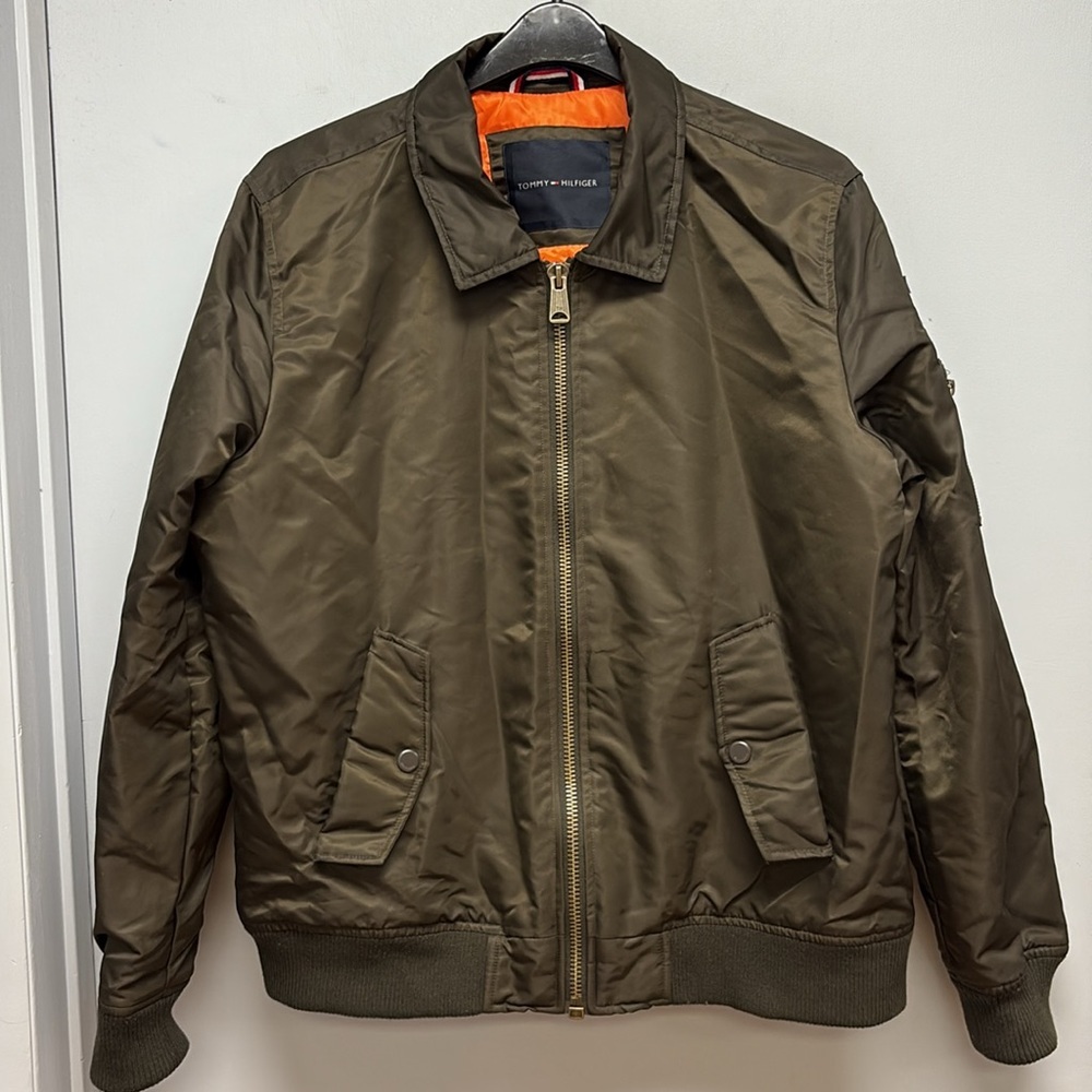 Tommy Hilfiger Men’s Military Bomber Jacket -Olive Green Size Large